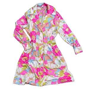 Vanity Fair Floral Satin Dress 1970s